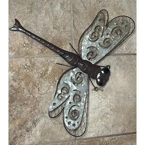 DRAGONFLY 3D Metal Wall Art Garden Sculpture Dragonfly 19" Rustic Style